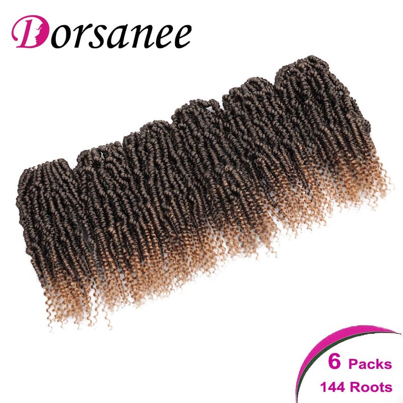 Dorsanee Bomb Twist Crochet Hair 10 Inch 6 Packs Mini Passion Twist Crochet Hair for Black Women Pre-looped Spring Twist Crochet Braids Nubian Twist Synthetic Hair Extension (T27#) - Image 2